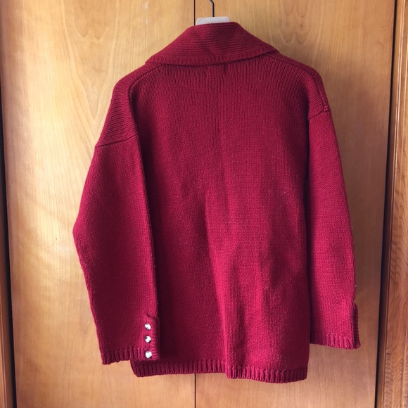 Vintage Sears Red Button Down Cardigan Sweater M - Picture 2 of 5
